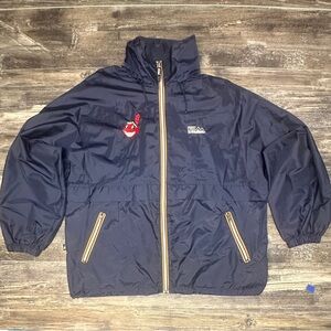 Vintage Cleveland Indians Windbreaker First Down Jacket Navy Large GUC